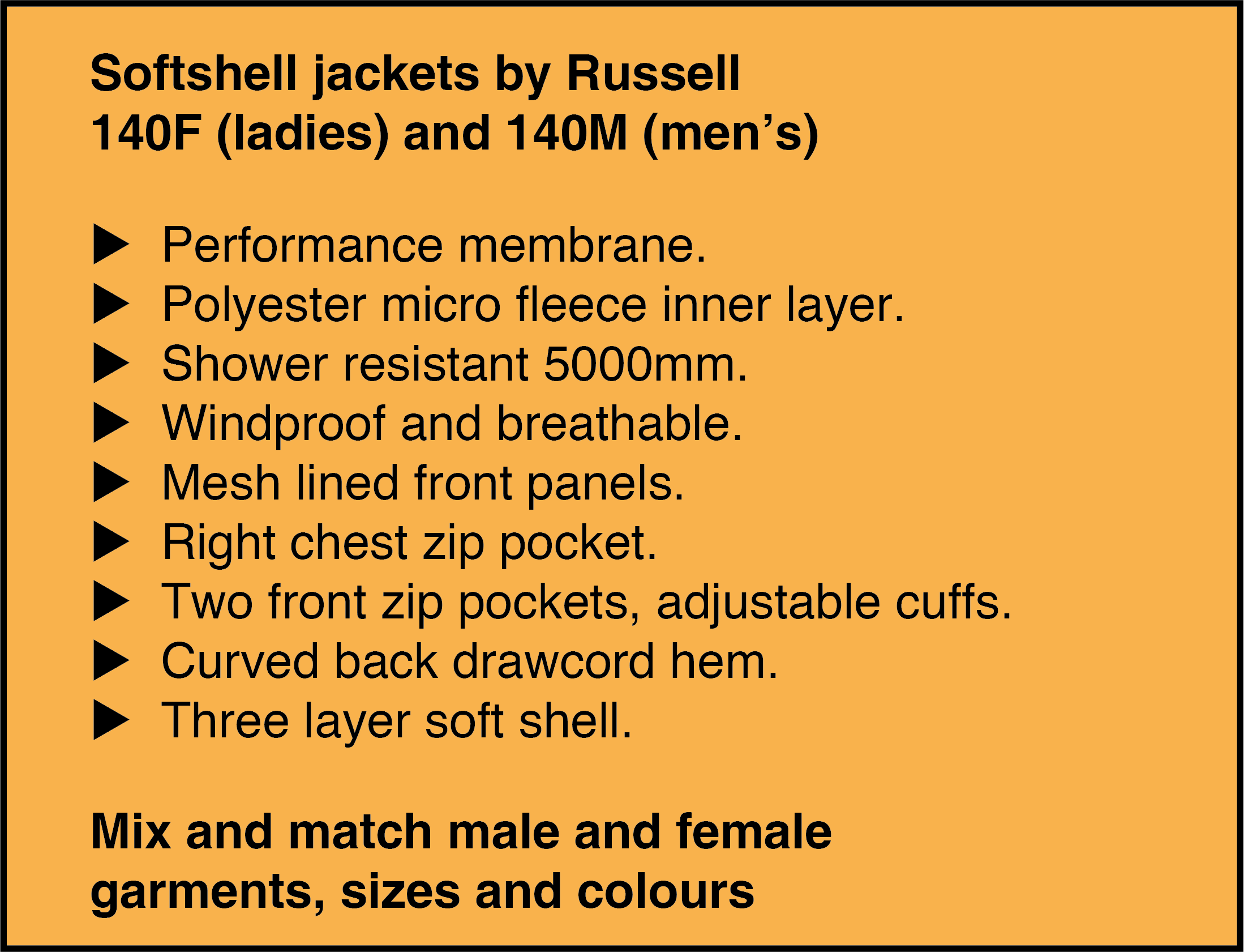 Click to see softshell spec.