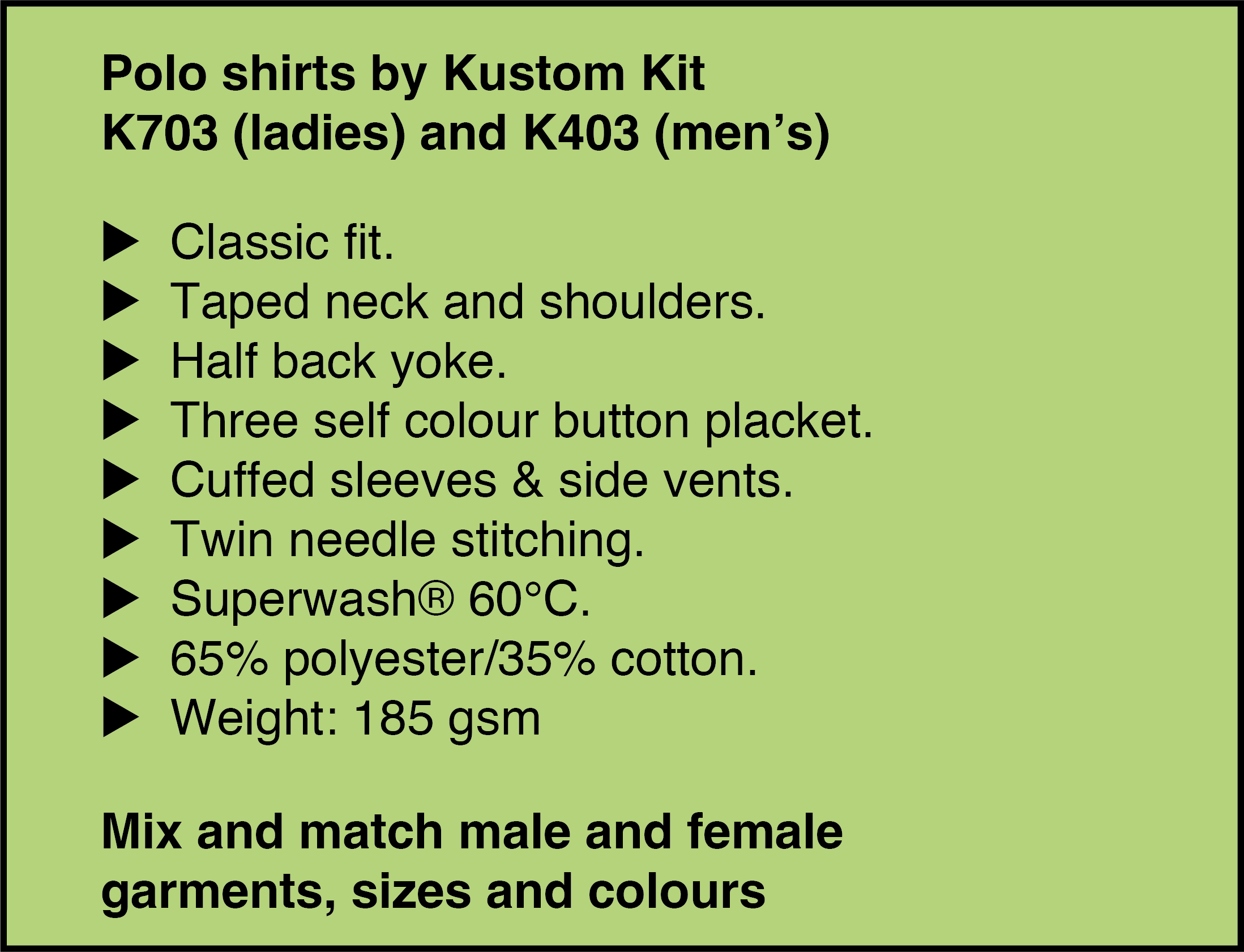Click to see more Kustom Kit spec